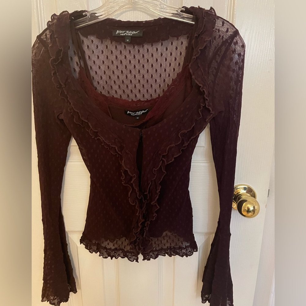 Vintage rare Betsey Johnson mesh dot blouse with matching cami